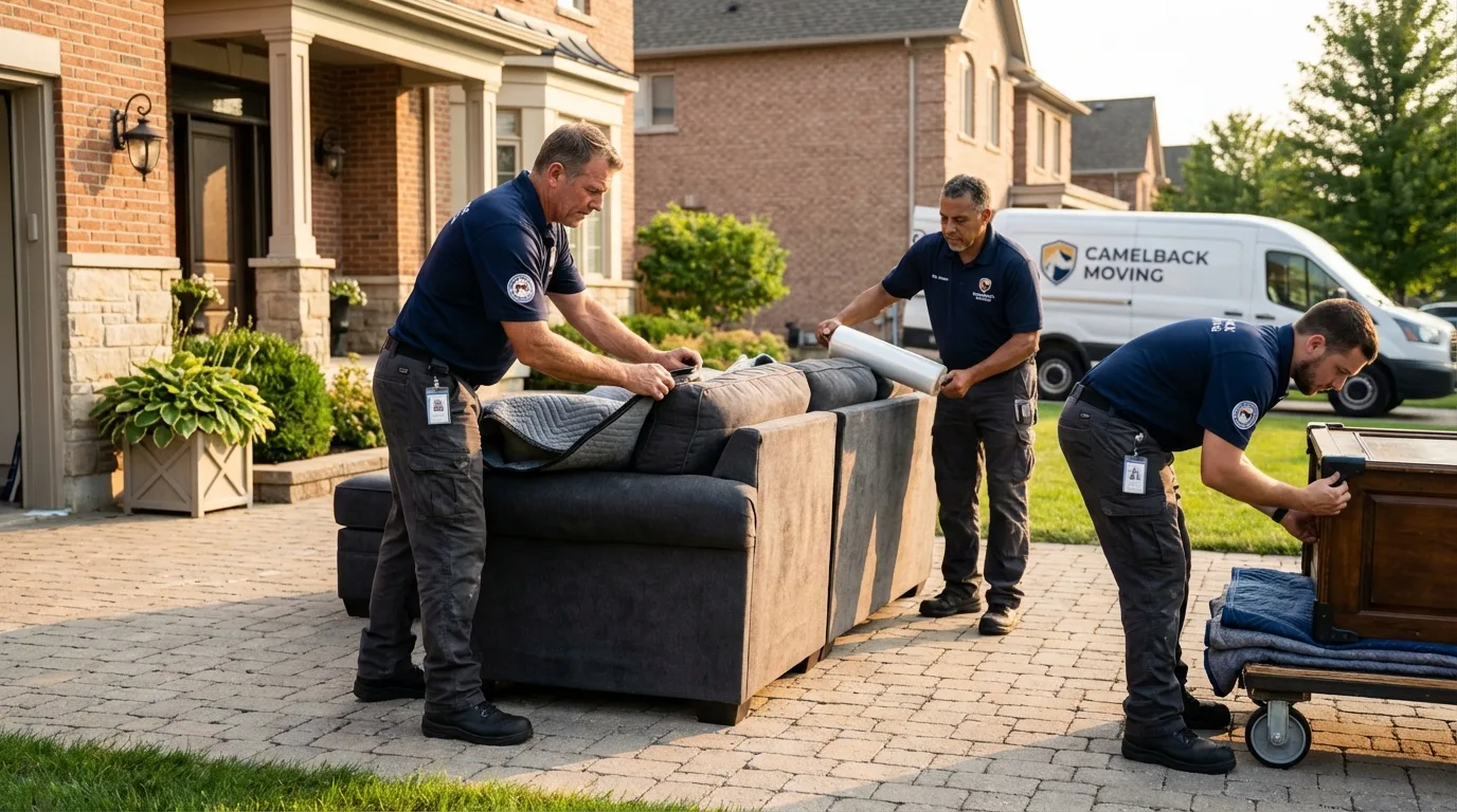 Large estate moving crew wrapping furniture in Kaplan, LA