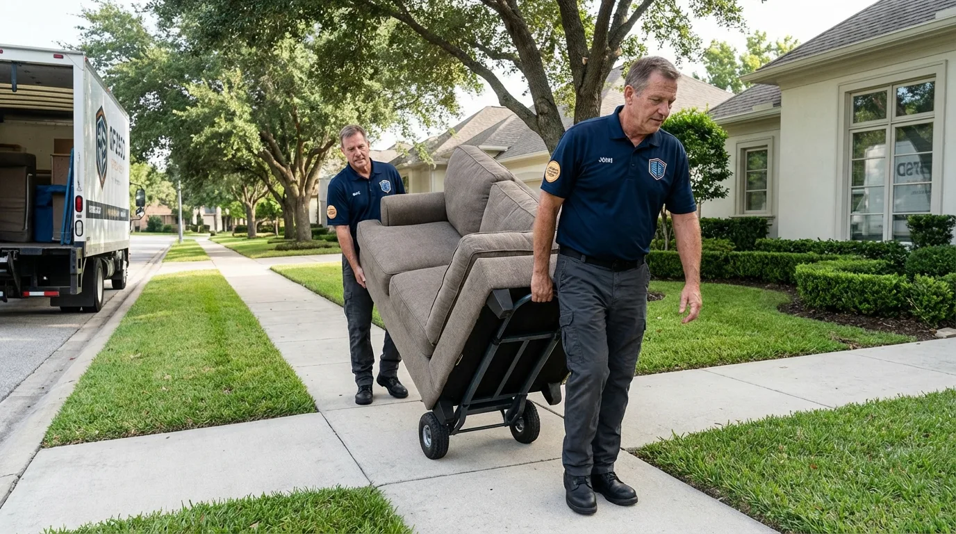 Local residential moving crew loading furniture in Kaplan, LA